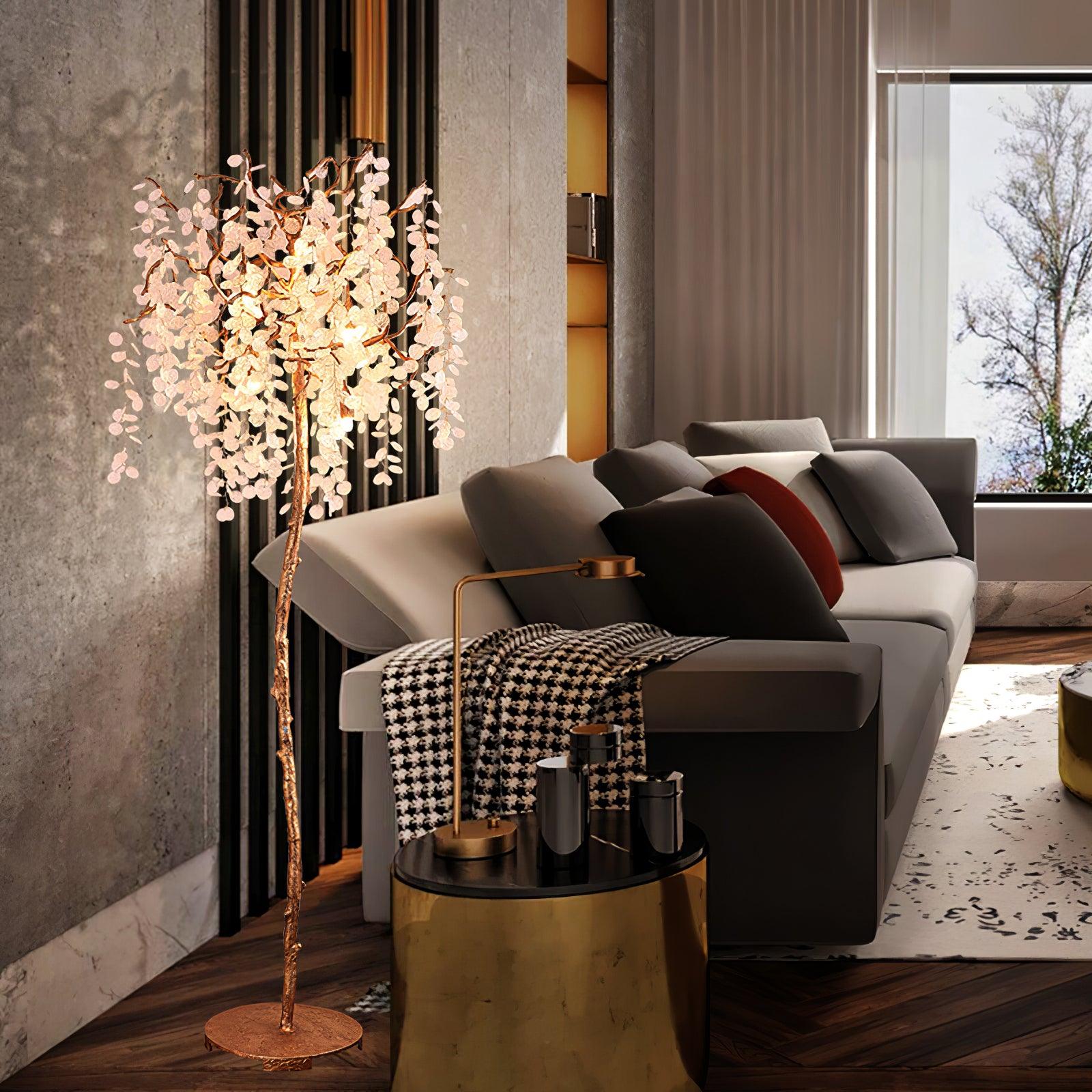 Shiro Noda Branch Crystal Floor Lamp by Bling Lighting Studio