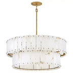 Simona Alabaster Drum 2-Tier Chandelier