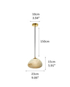 Alabaster Ceiling Pendant Lamp in black metal plate for dining room, living room, bedroom