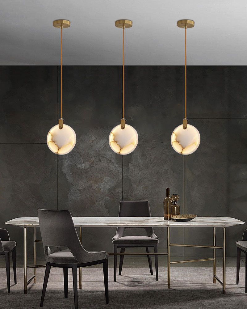 Postmodern LED Spanish Marble Chandelier Lamp in Brass for staircase by Bling Lighting Studio