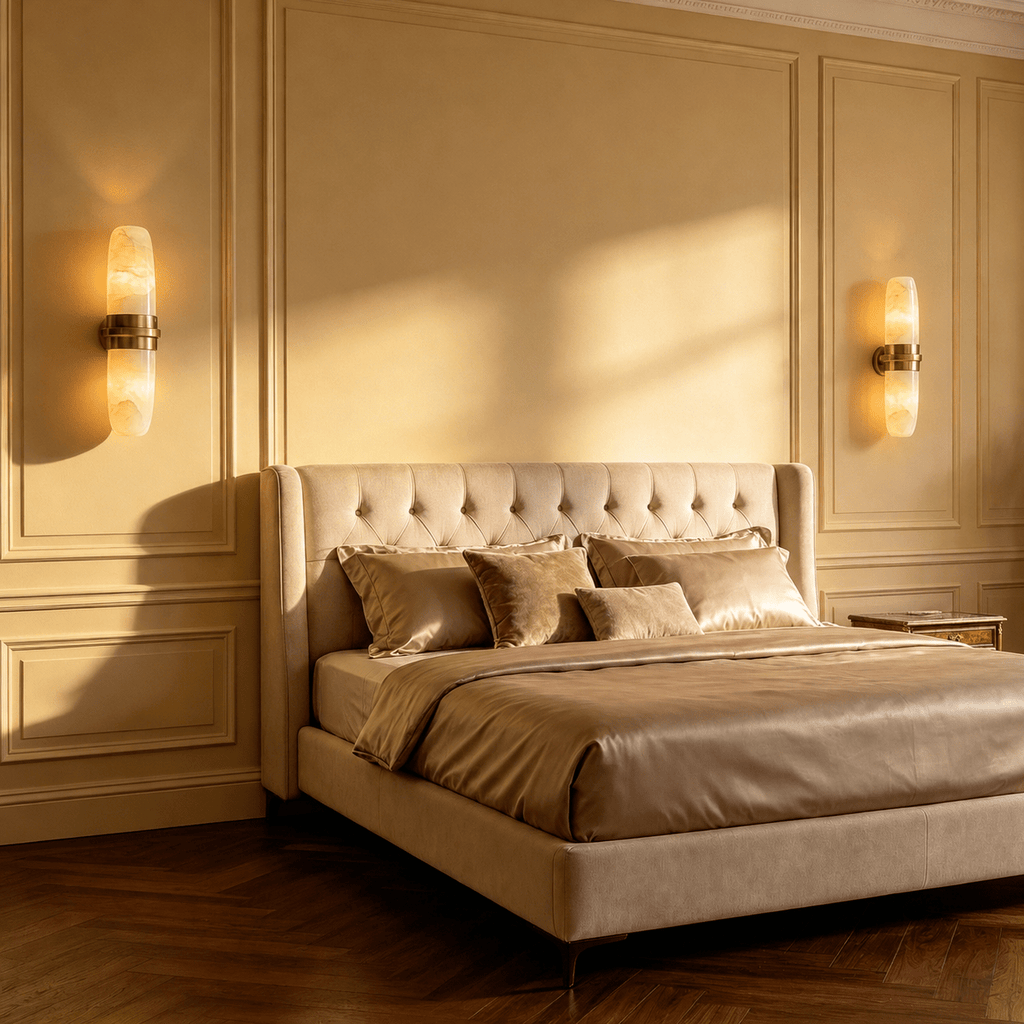 Slim Alabaster Vertical Tube Wall Sconce
