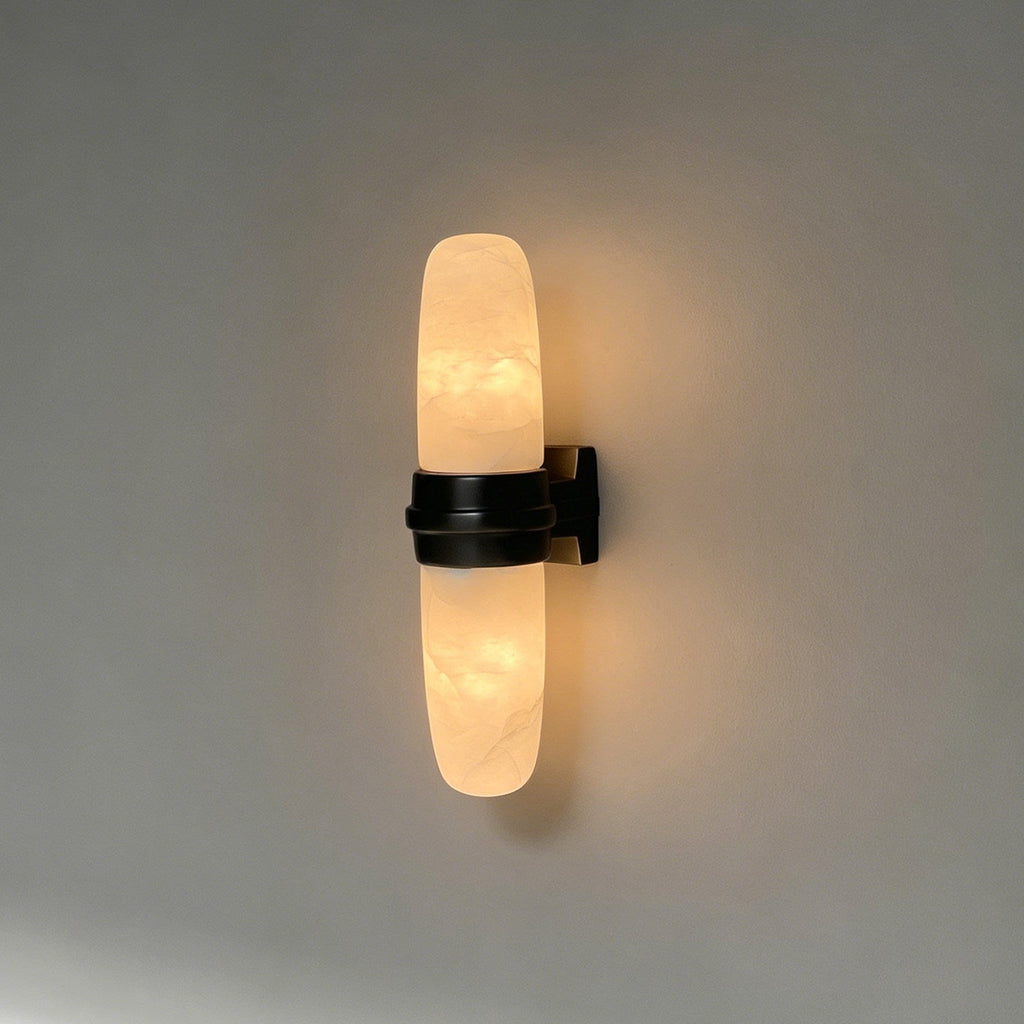 Slim Alabaster Vertical Tube Wall Sconce