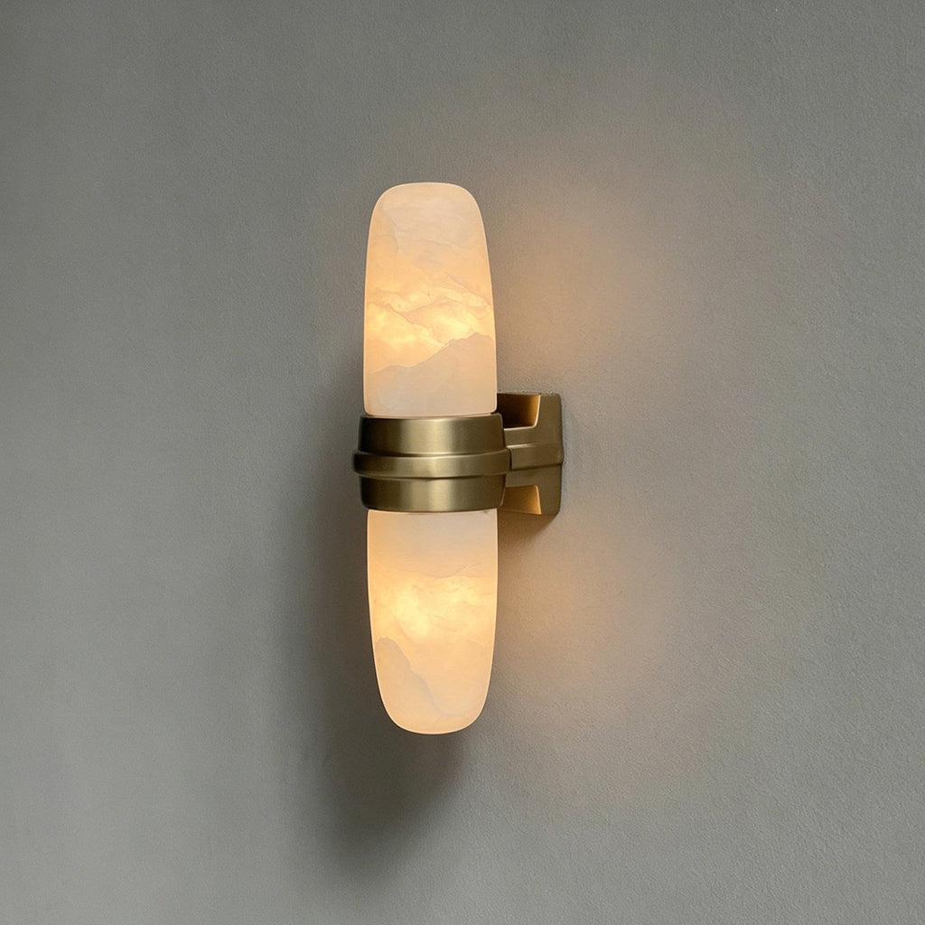 Slim Alabaster Vertical Tube Wall Sconce