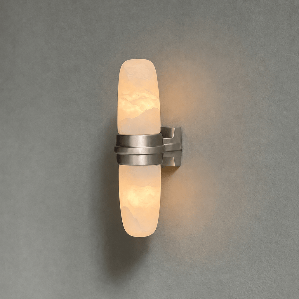 Slim Alabaster Vertical Tube Wall Sconce
