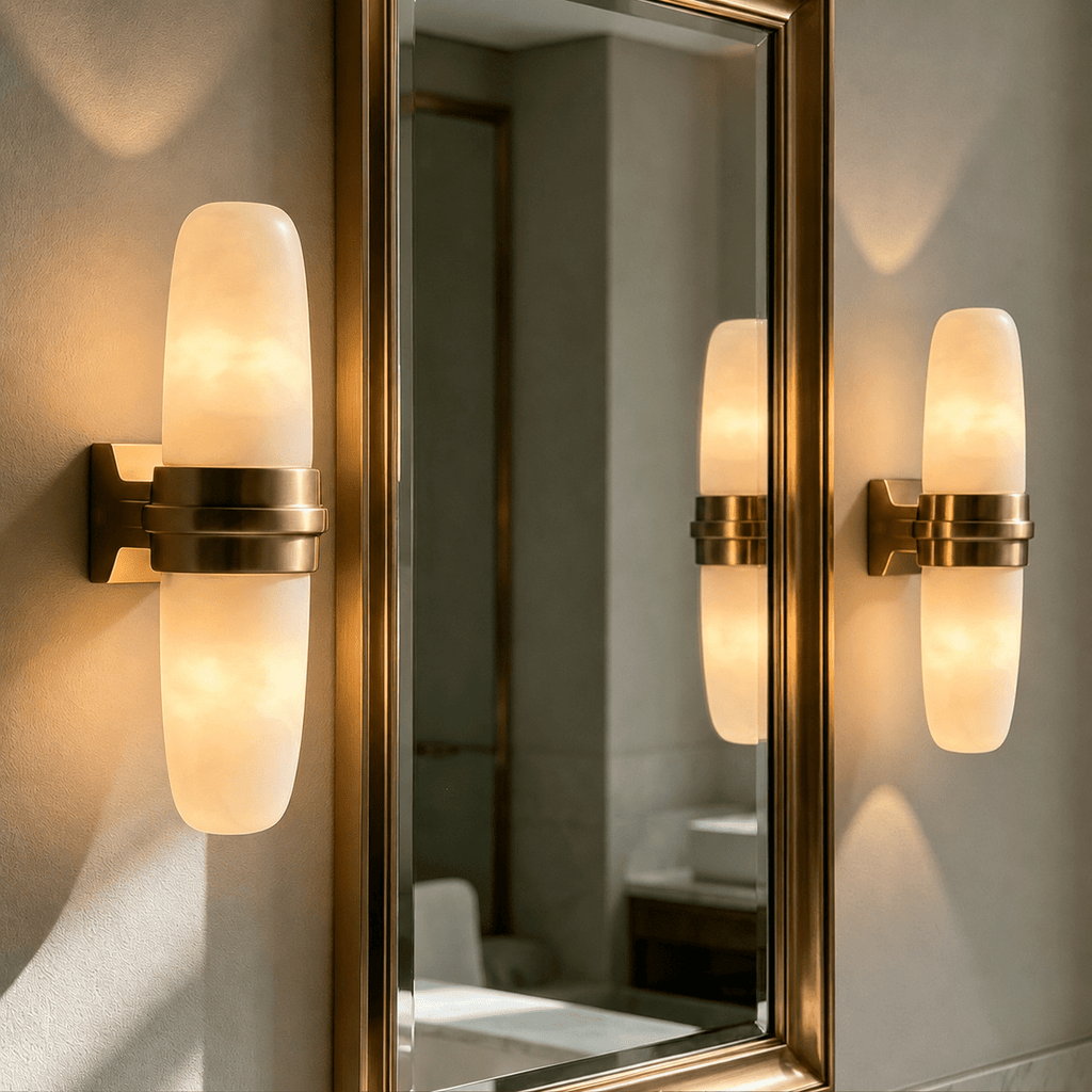 Slim Alabaster Vertical Tube Wall Sconce