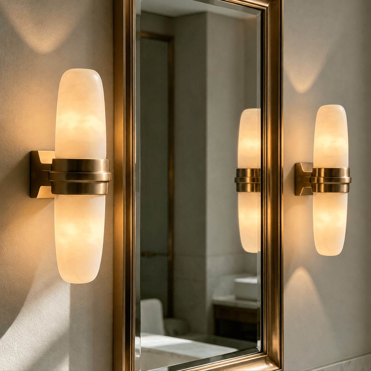 Slim Alabaster Vertical Tube Wall Sconce