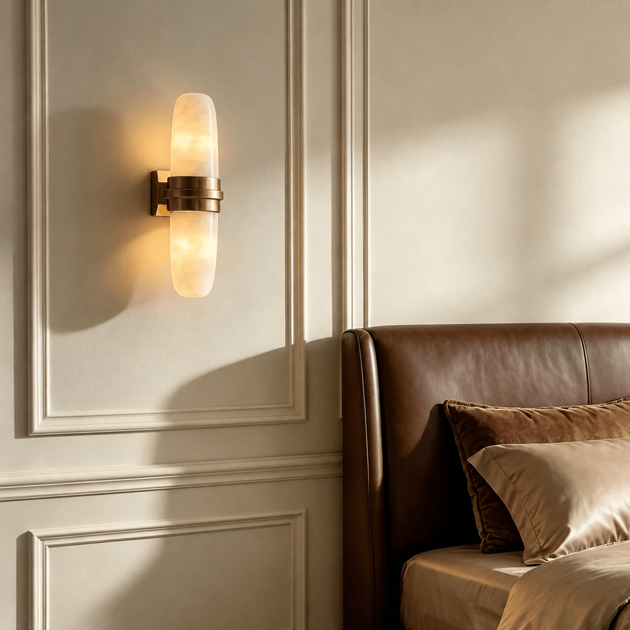 Slim Alabaster Vertical Tube Wall Sconce