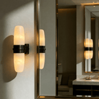 Slim Alabaster Vertical Tube Wall Sconce