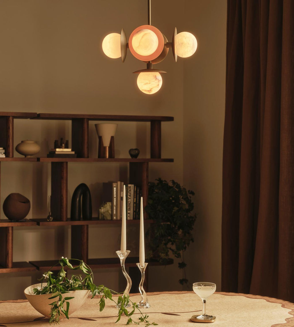 Snowflake Alabaster Orb Chandelier by Bling Lighting Studio