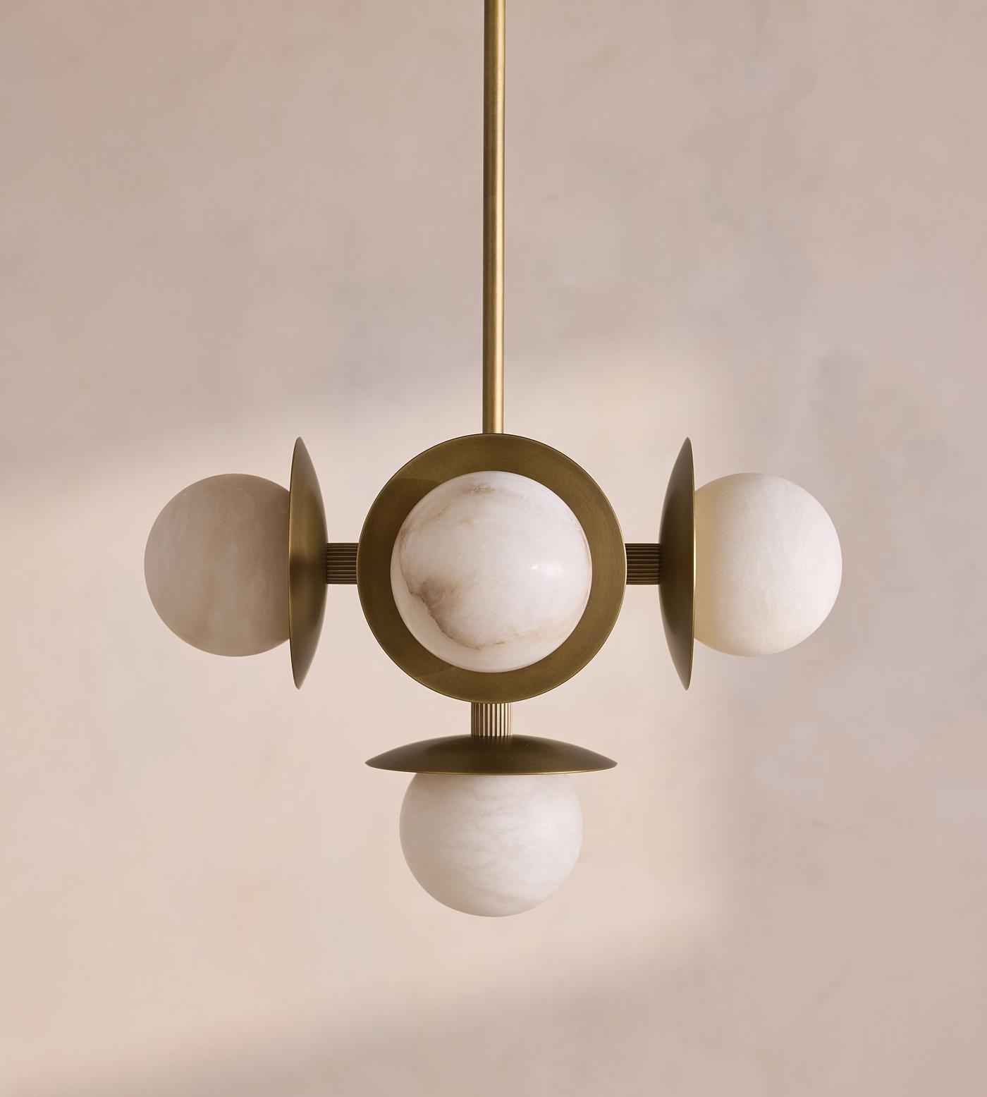Snowflake Alabaster Orb Chandelier by Bling Lighting Studio