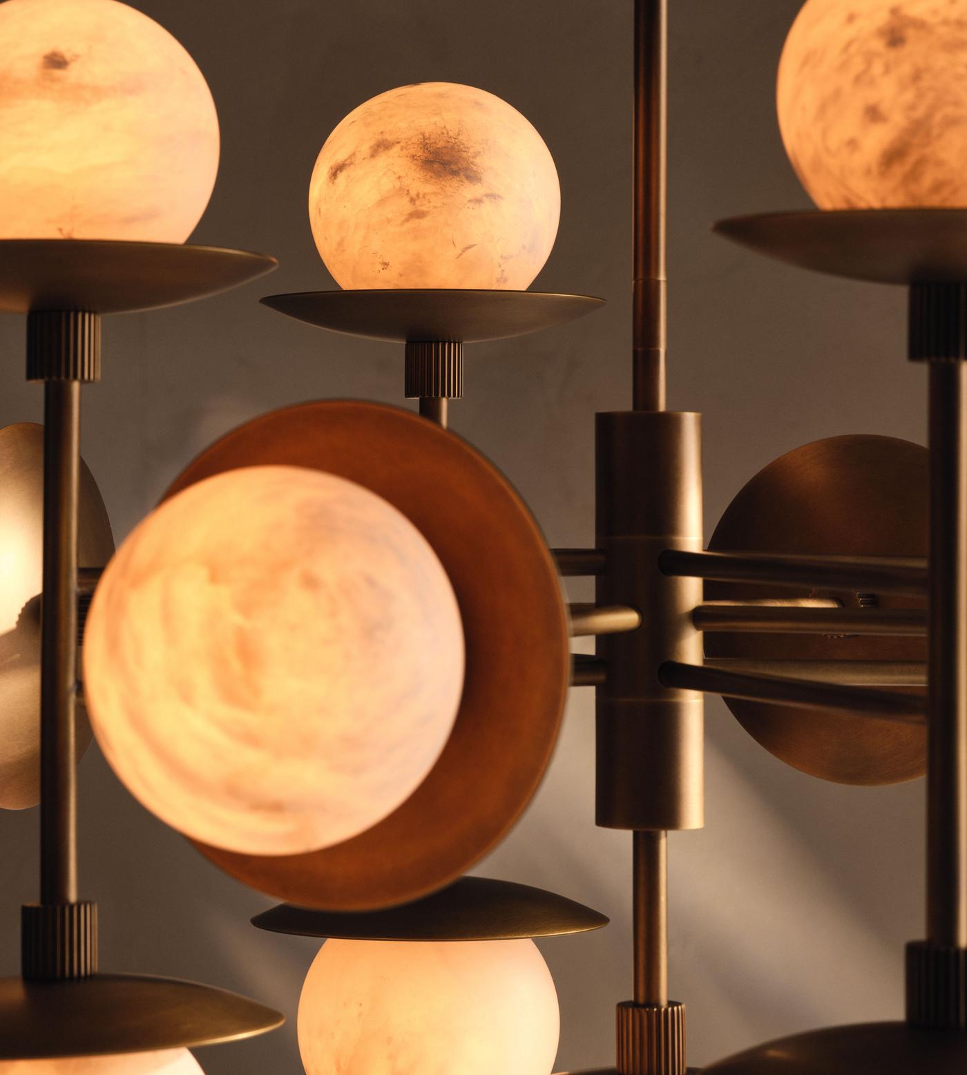 Snowflake Alabaster Orb Chandelier by Bling Lighting Studio