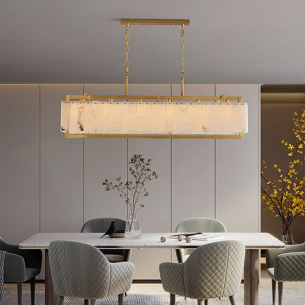 Solstice Alabaster Linear Bar Chandelier material and finish detail