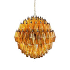 Spherical Murano Poliedri Amber Glass Chandelier by Bling Lighting Studio
