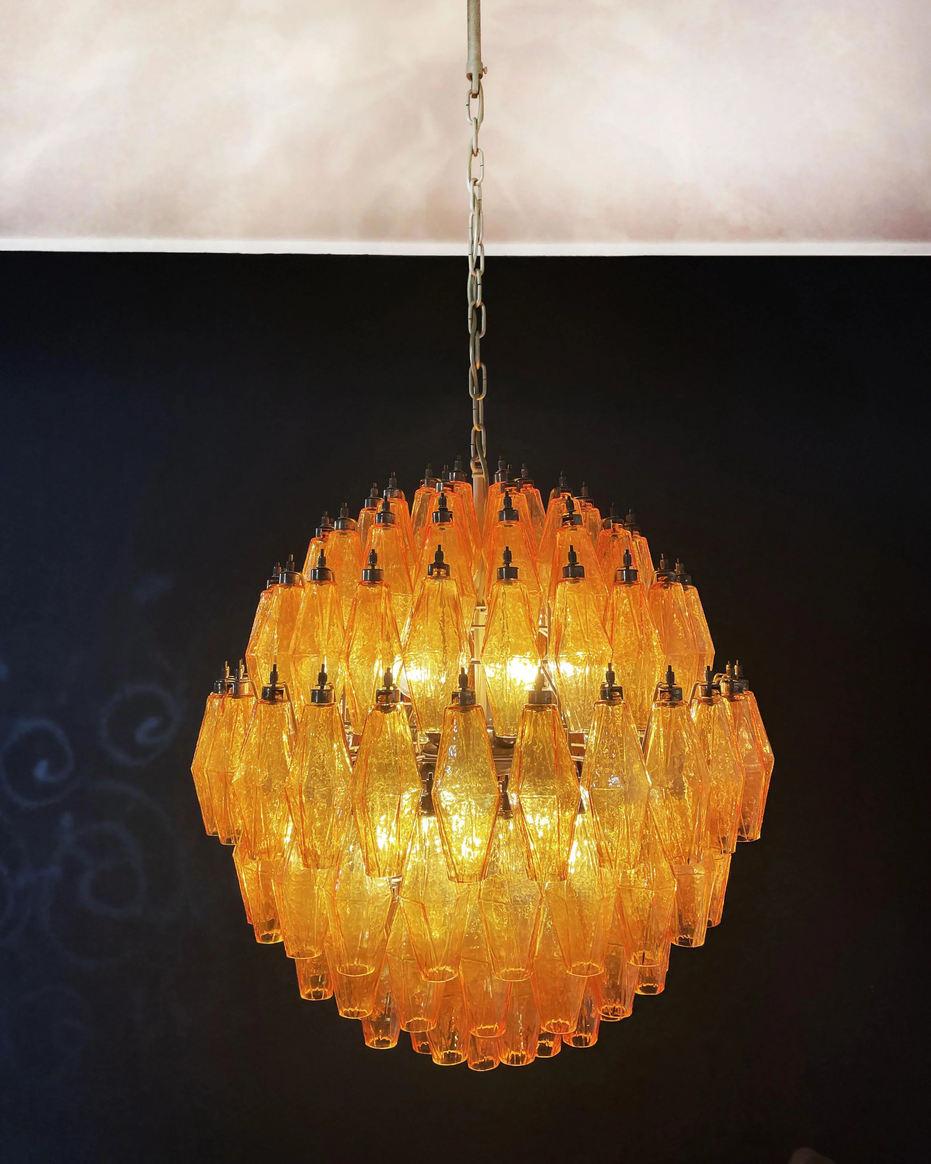 Spherical Murano Poliedri Amber Glass Chandelier product image