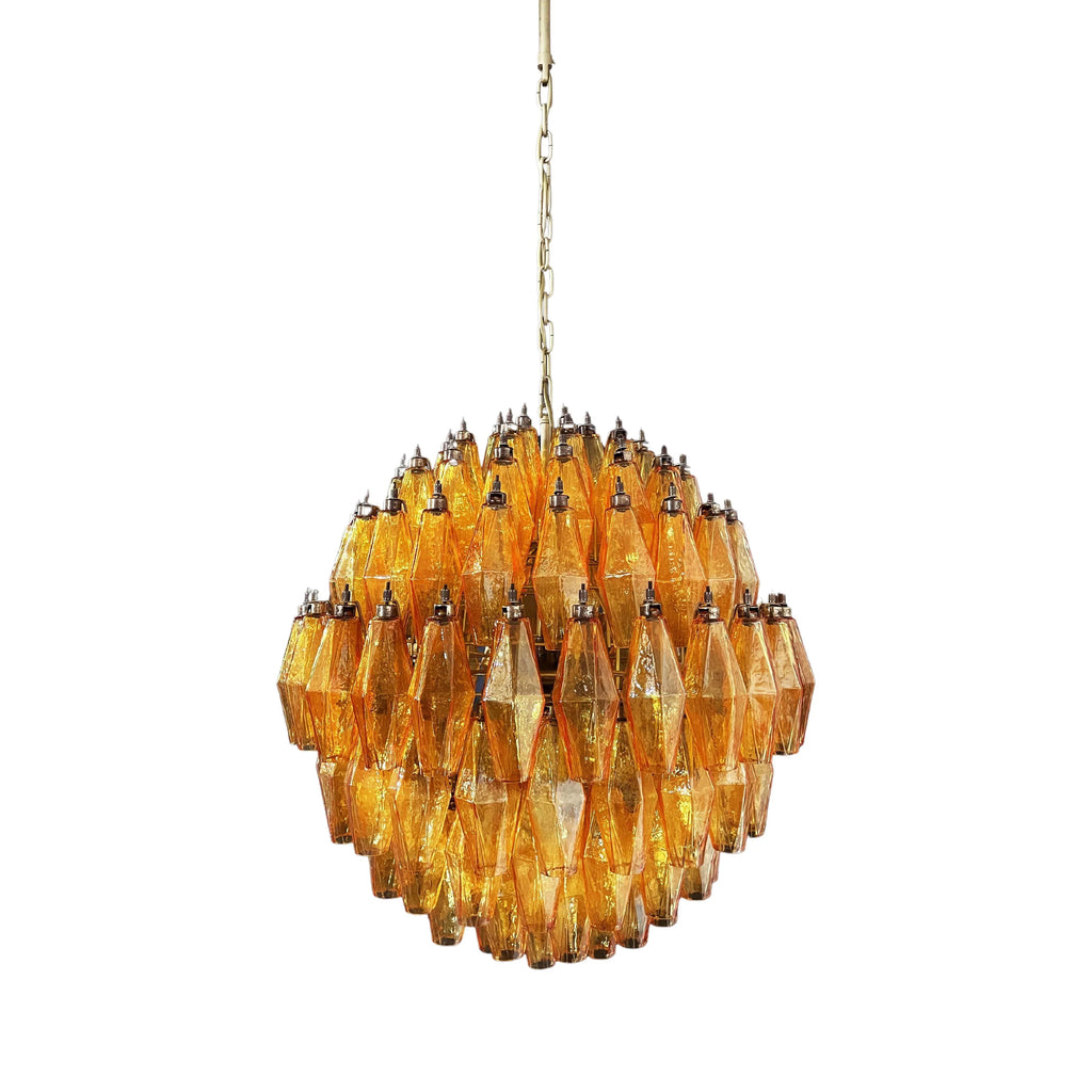 Spherical Murano Poliedri Amber Glass Chandelier product image