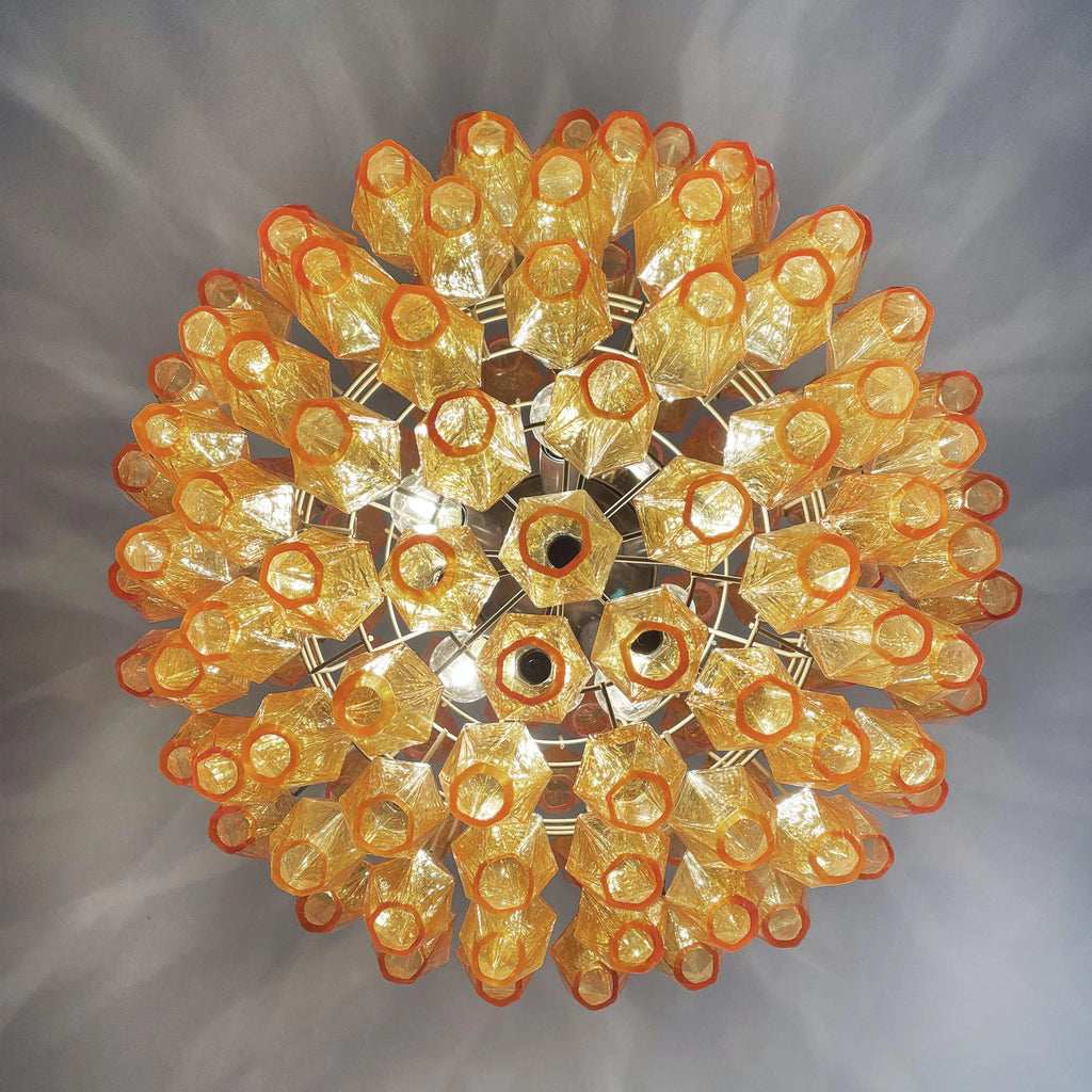 Spherical Murano Poliedri Amber Glass Chandelier product image