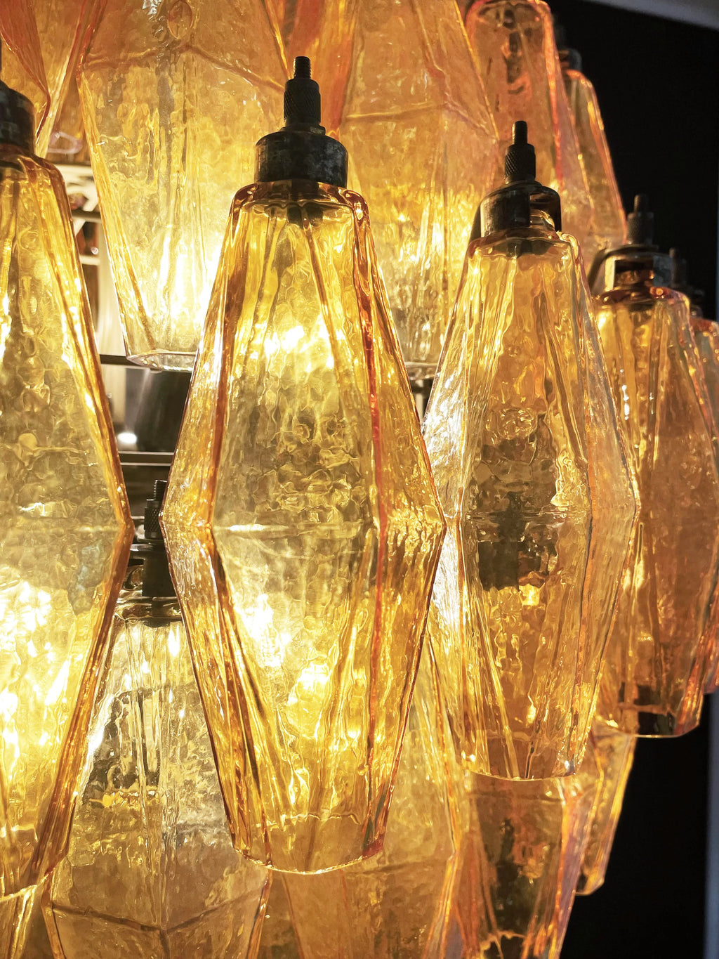 Spherical Murano Poliedri Amber Glass Chandelier product image