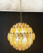 Spherical Murano Poliedri Amber Transparent Glass Chandelier product image