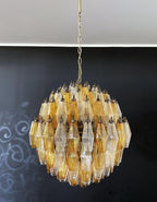 Spherical Murano Poliedri Amber Transparent Glass Chandelier product image