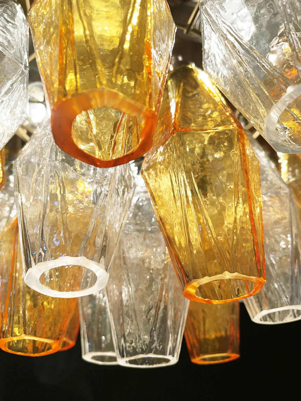 Spherical Murano Poliedri Amber Transparent Glass Chandelier product image