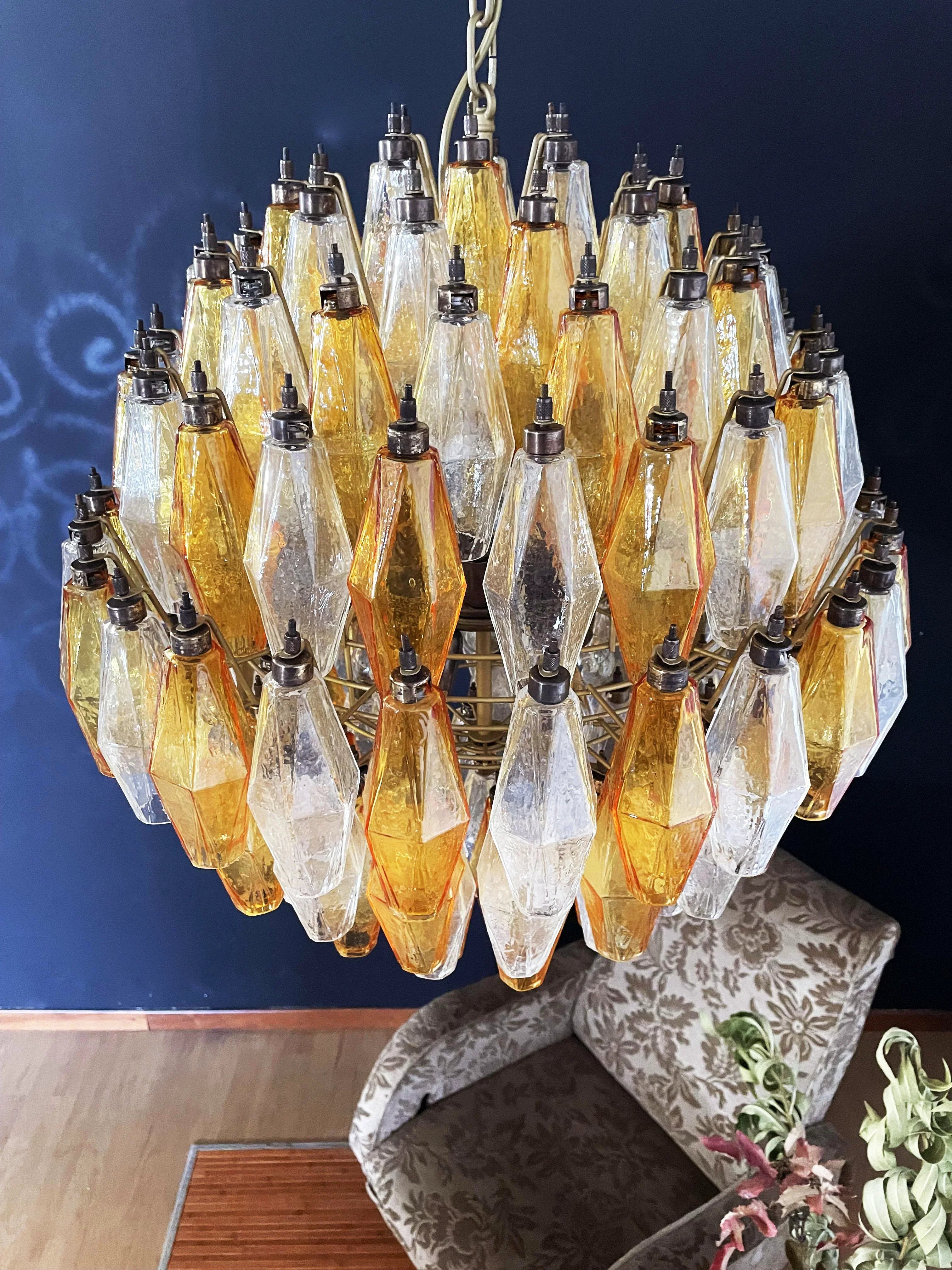 Spherical Murano Poliedri Amber Transparent Glass Chandelier product image