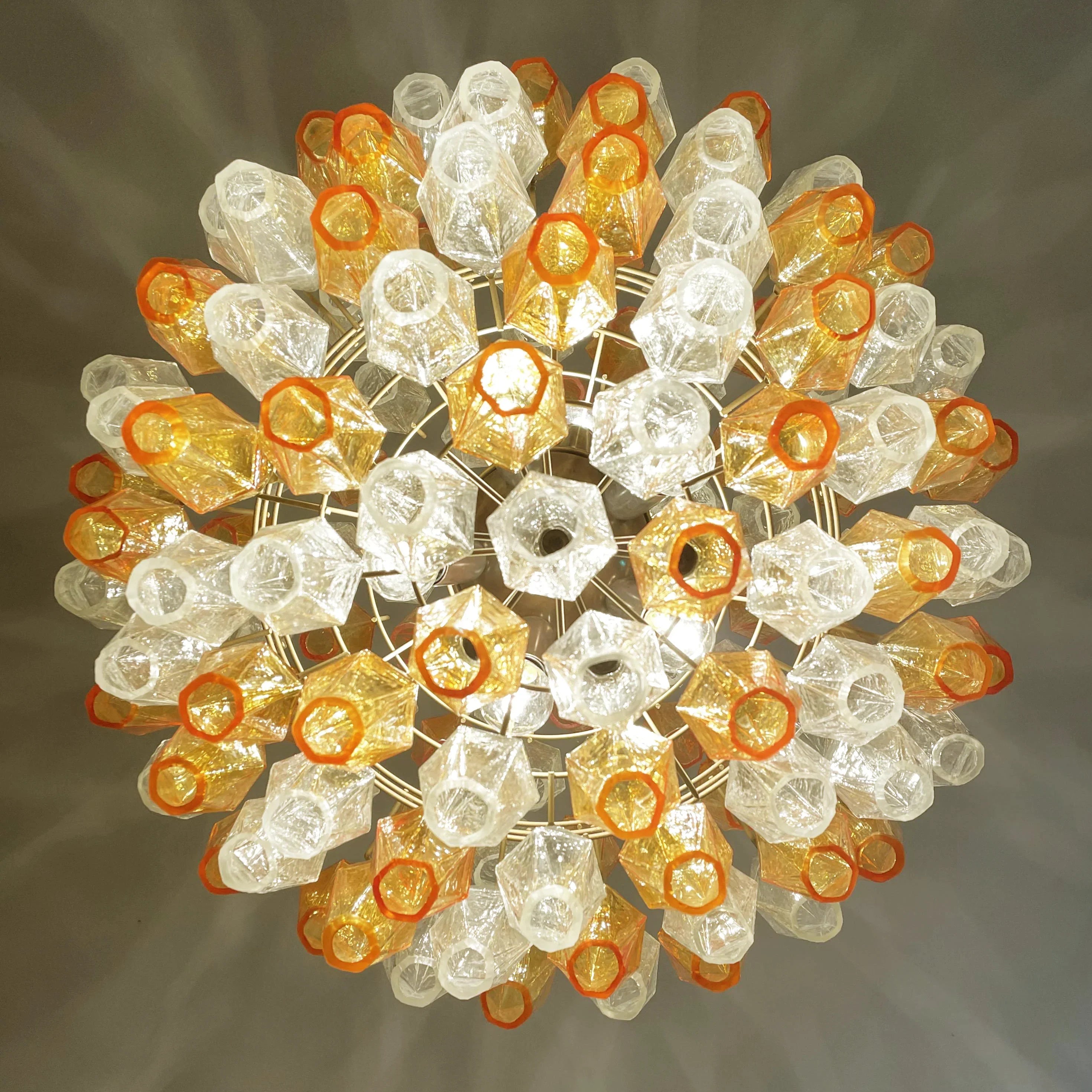 Spherical Murano Poliedri Amber Transparent Glass Chandelier product image