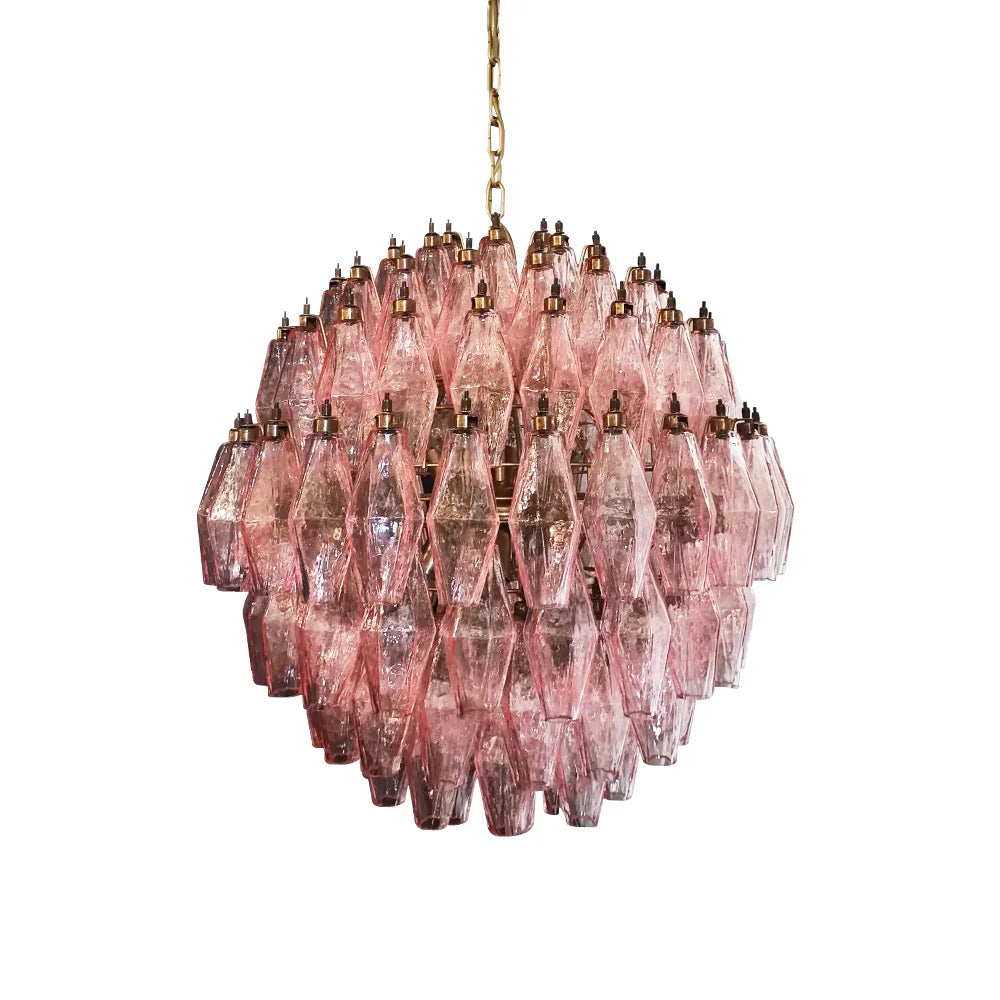 Spherical Murano Poliedri Pink Glass Chandelier product image