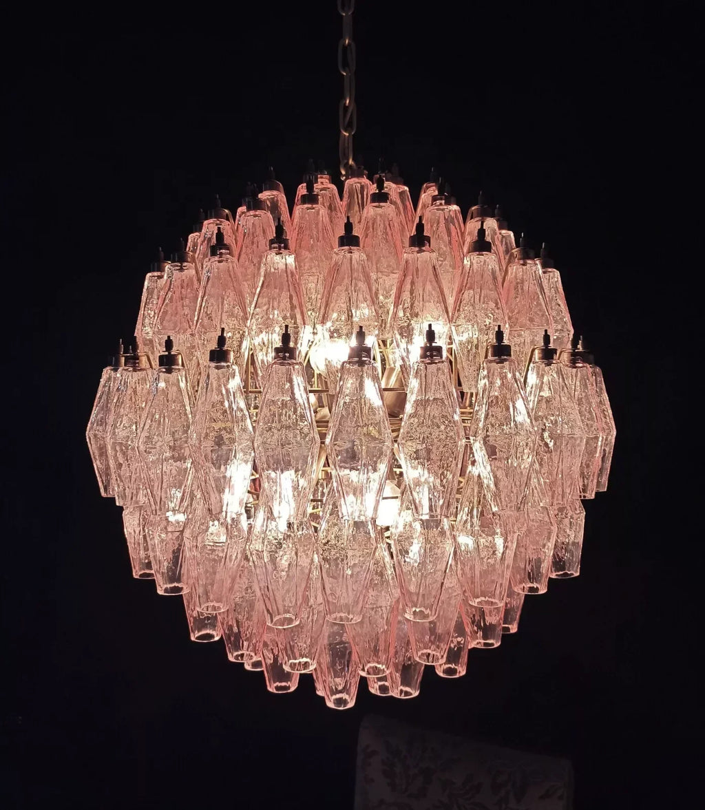 Spherical Murano Poliedri Pink Glass Chandelier product image