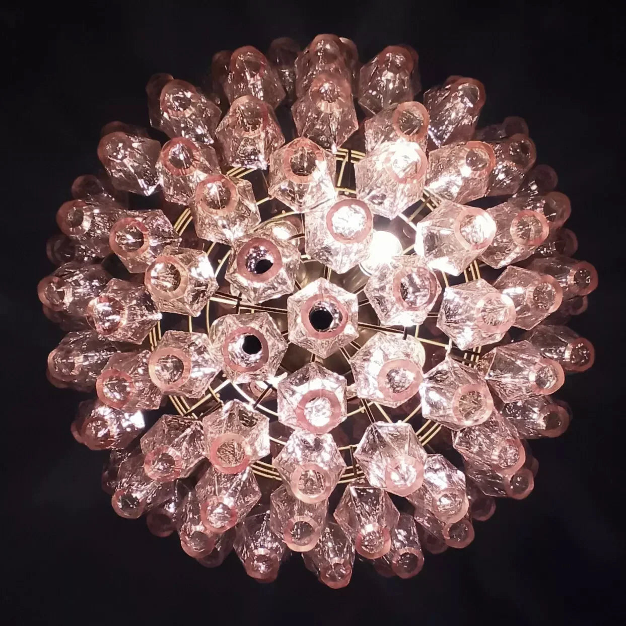 Spherical Murano Poliedri Pink Glass Chandelier product image