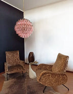 Spherical Murano Poliedri Pink Glass Chandelier product image