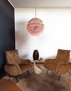 Spherical Murano Poliedri Pink Glass Chandelier product image