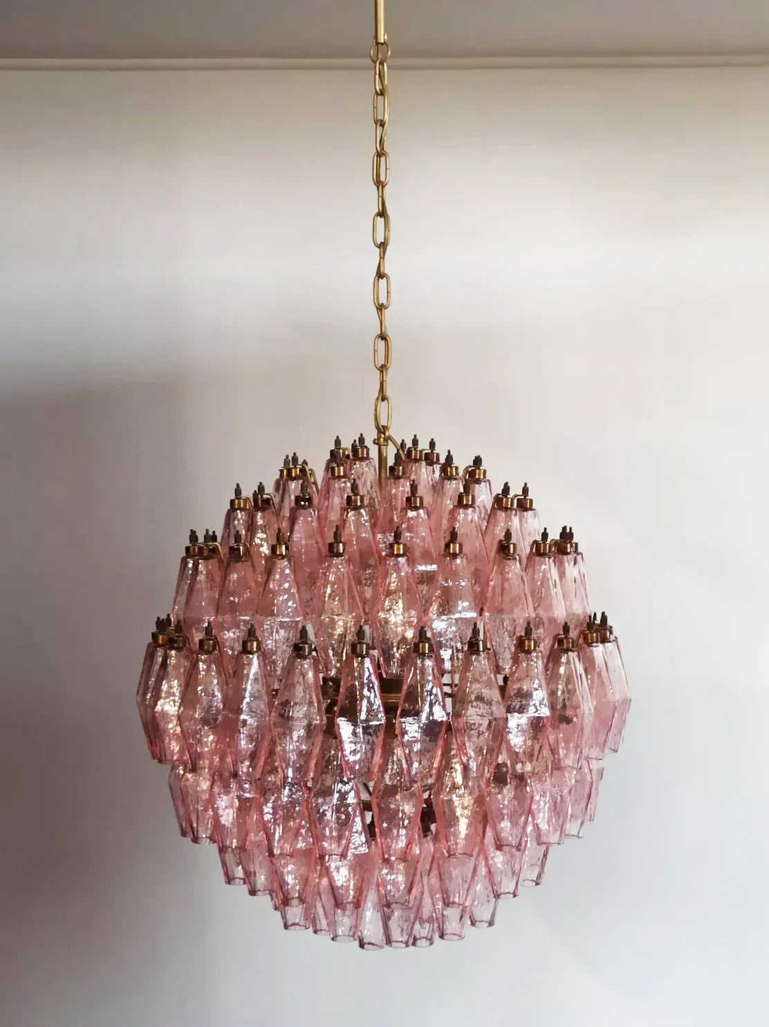 Spherical Murano Poliedri Pink Glass Chandelier product image