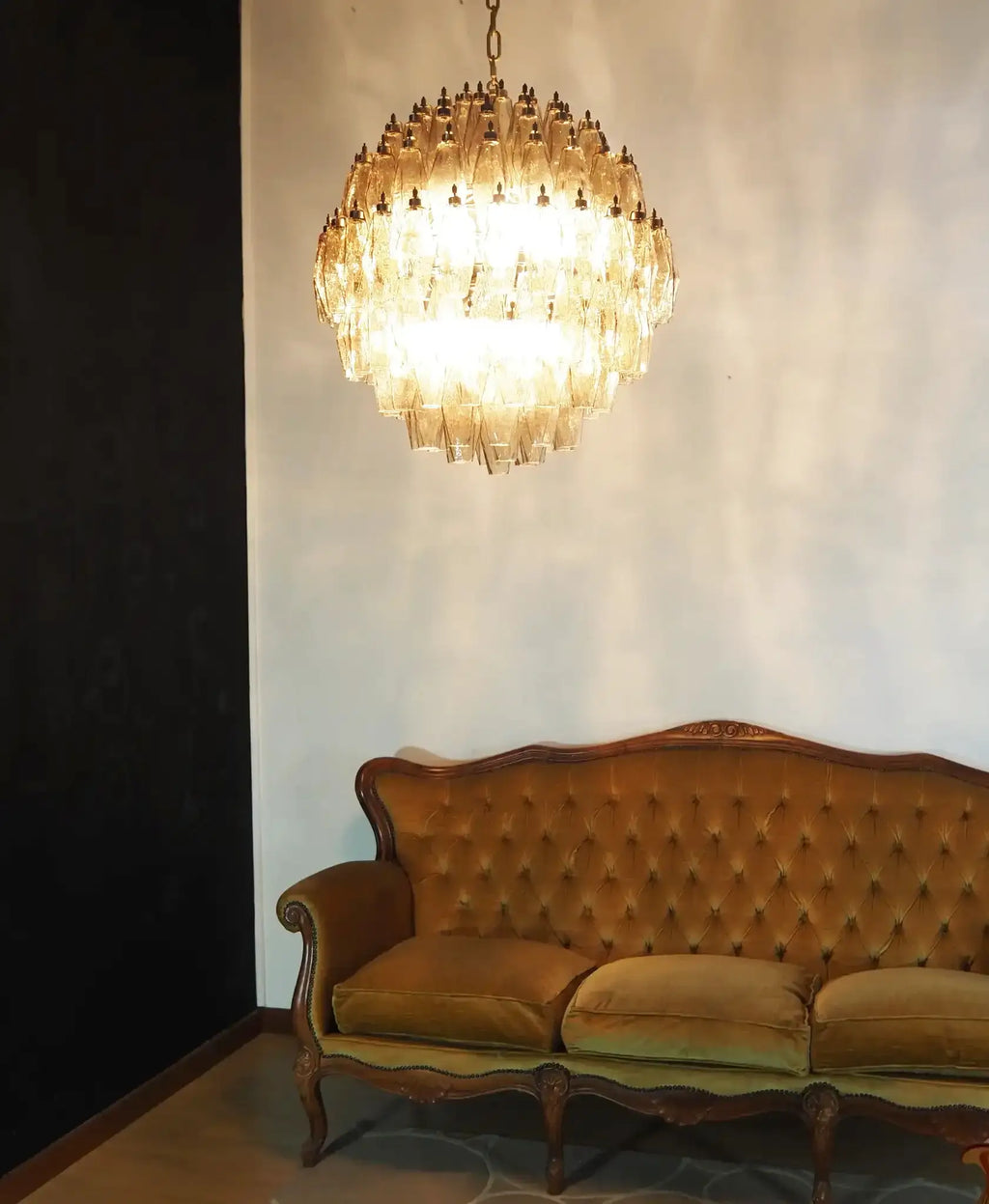 Spherical Murano Poliedri Smoked Glass Chandelier additional product view
