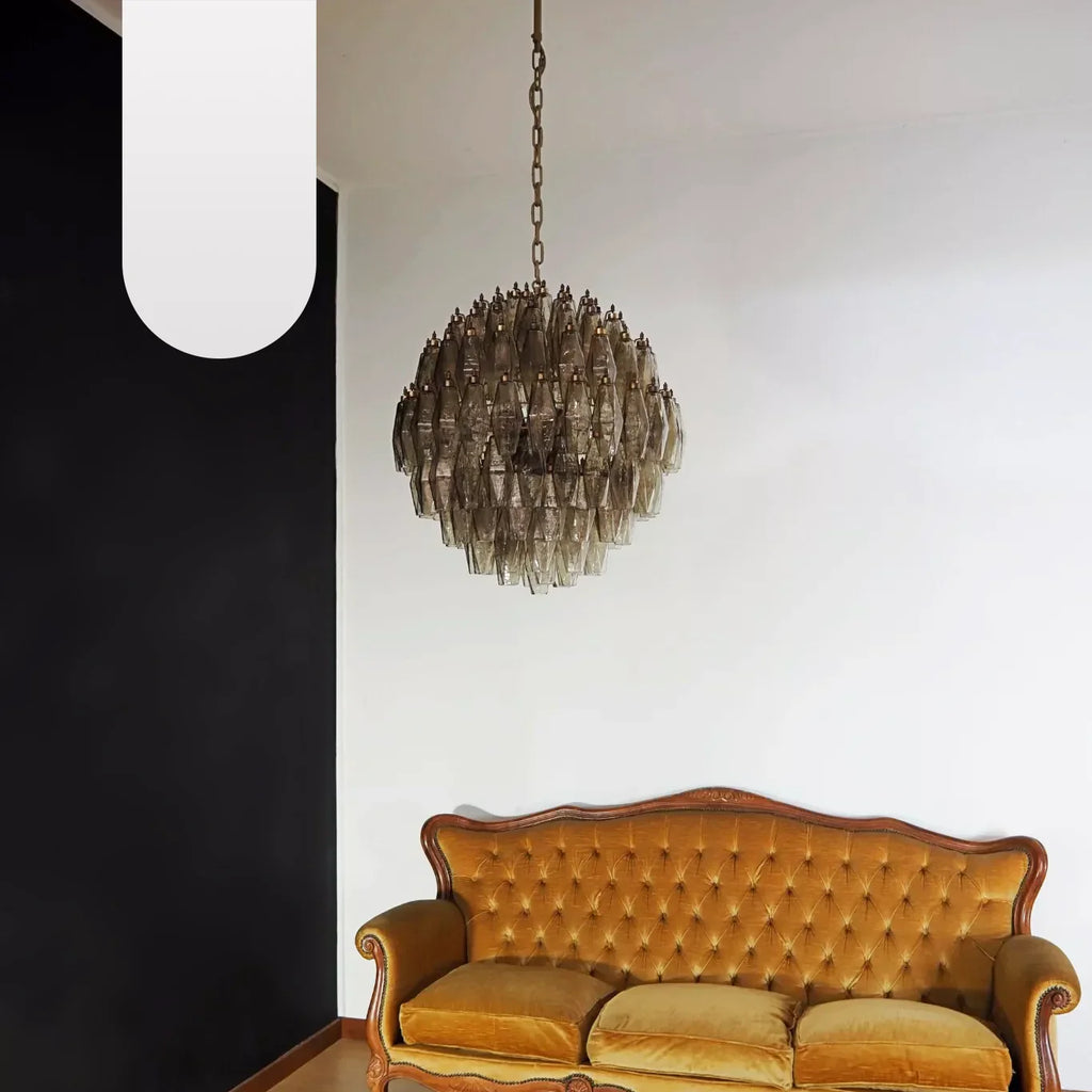 Spherical Murano Poliedri Smoked Glass Chandelier product image