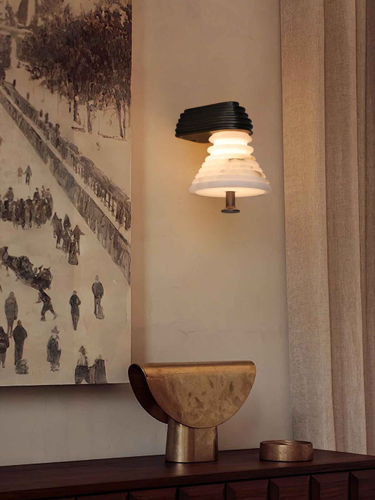 Strata Alabaster Wall Lamp by Bling Lighting Studio
