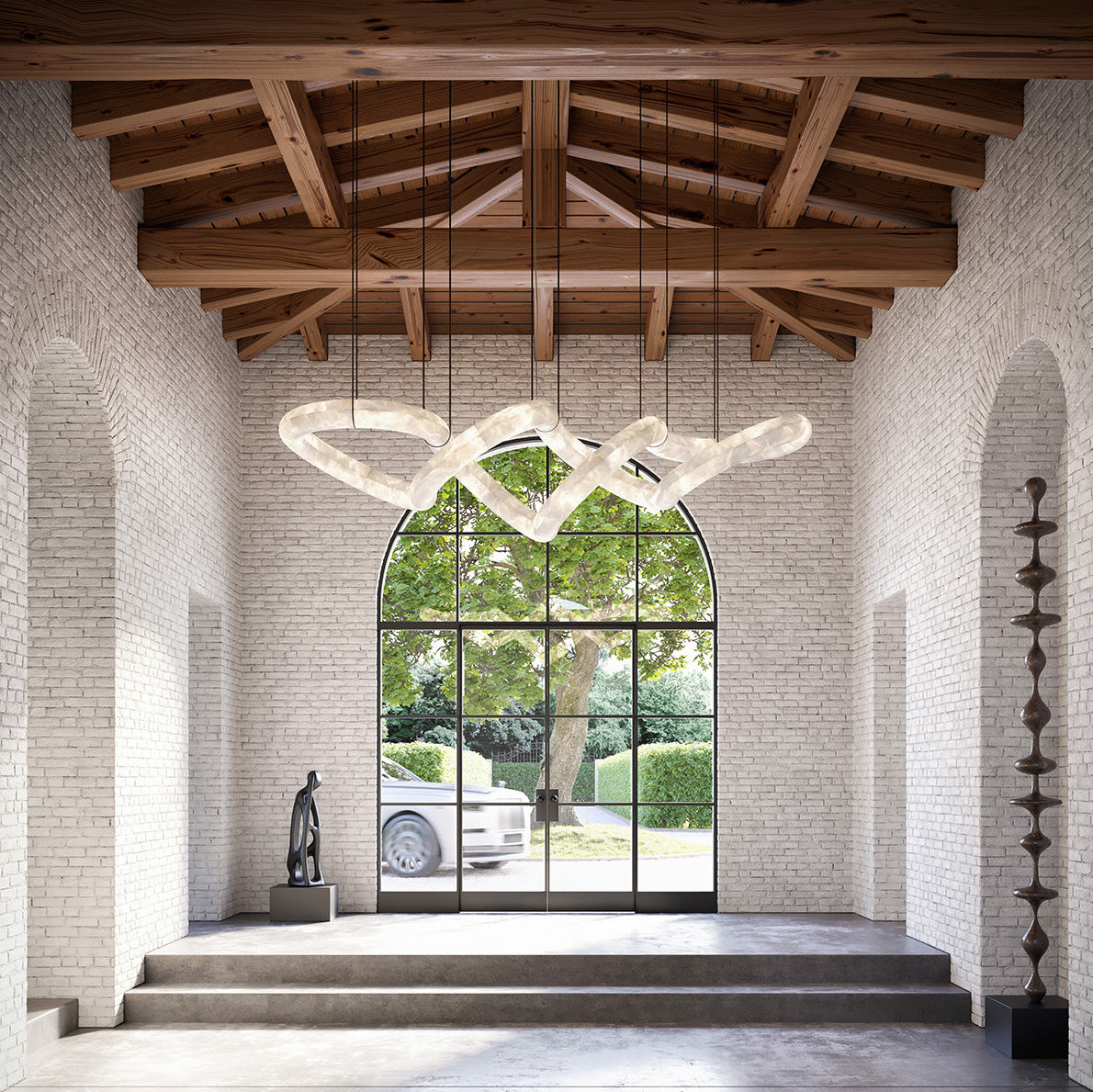 Streamlined Alabaster Pendant Lamp by Bling Lighting Studio