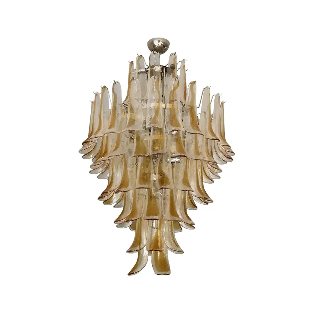 Stunning Murano Amber Glass Petals Chandelier by Bling Lighting Studio