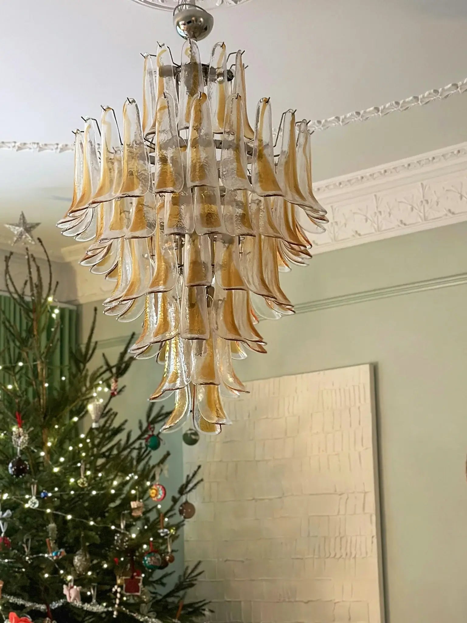 Stunning Murano Amber Glass Petals Chandelier product image