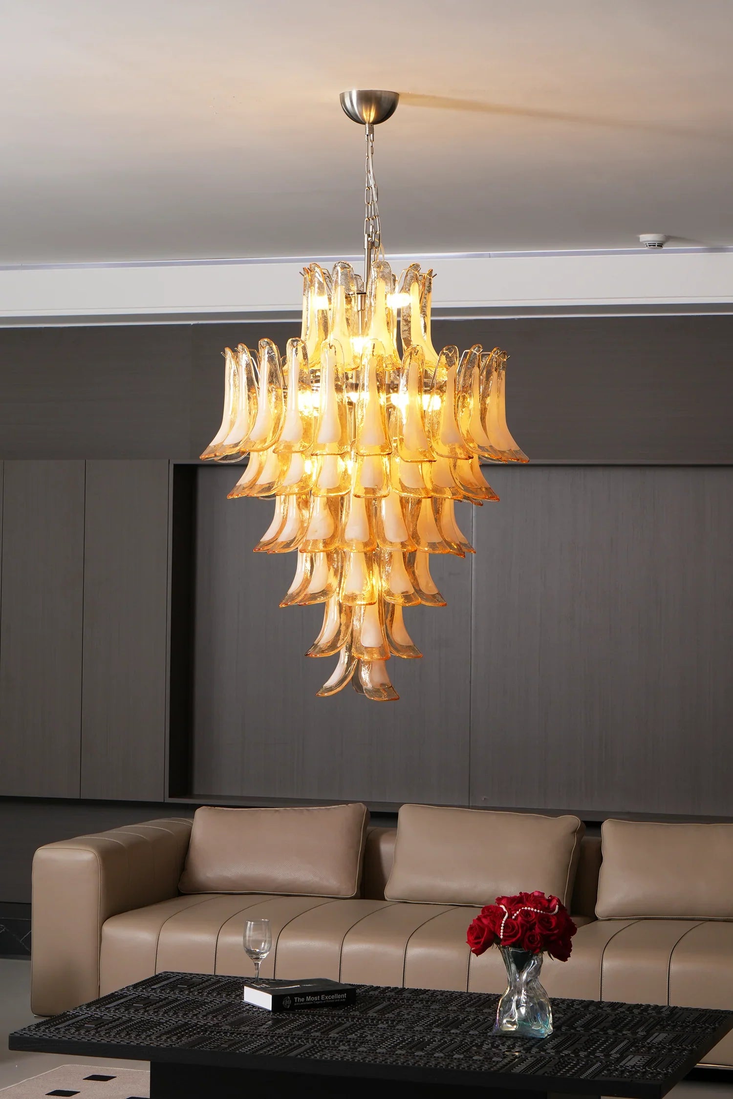 Stunning Murano Amber Petals Chandelier additional product view