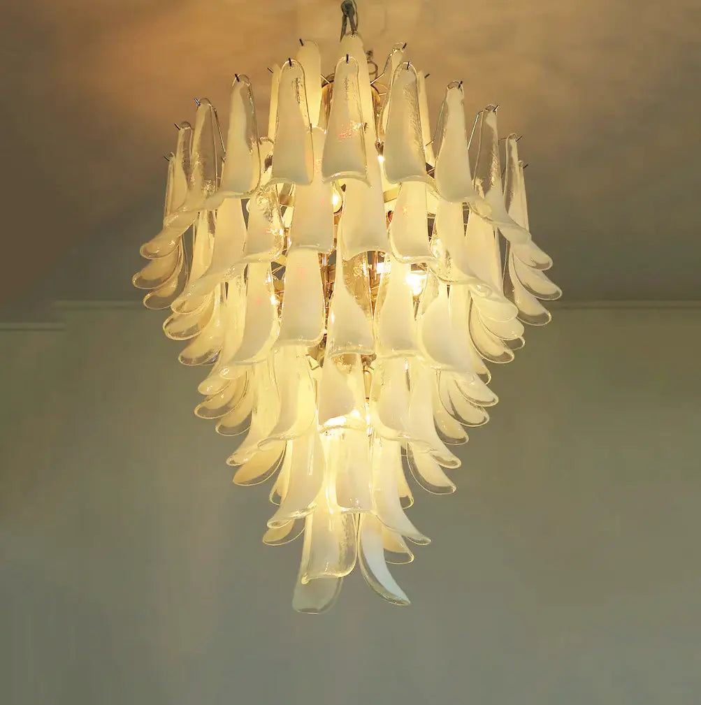 Stunning Murano White Glass Petals Chandelier product image