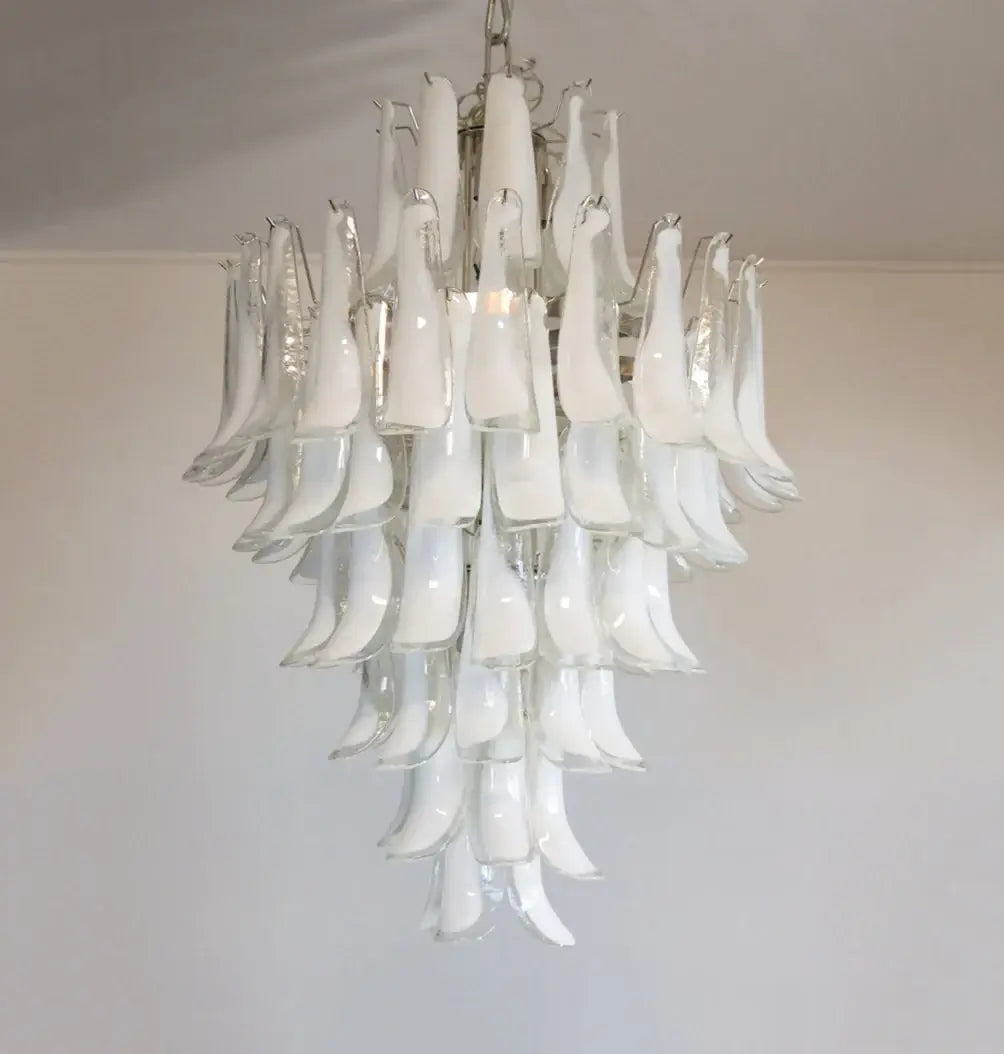 Stunning Murano White Glass Petals Chandelier product image