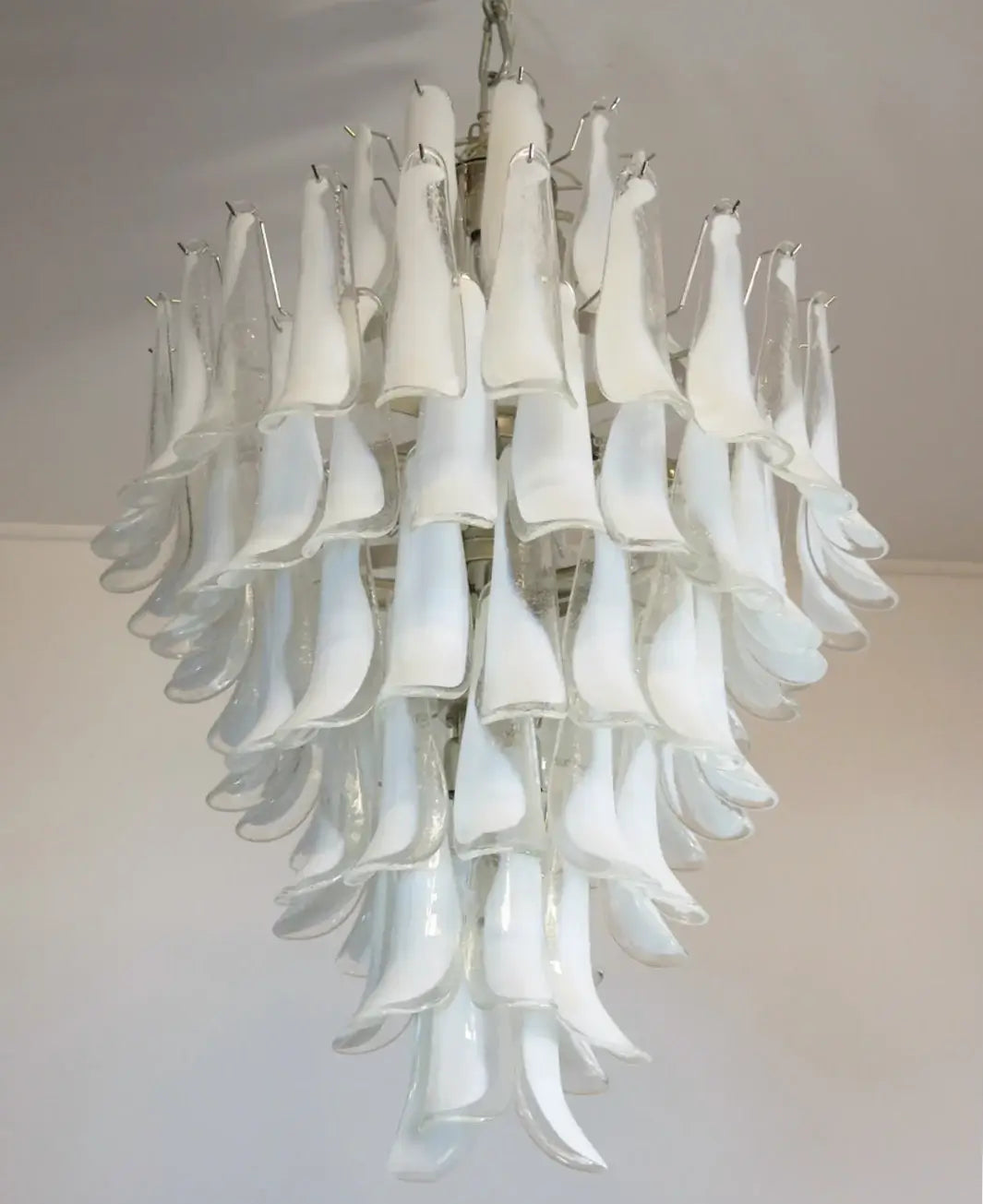 Stunning Murano White Glass Petals Chandelier product image