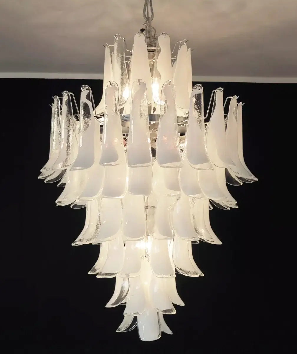 Stunning Murano White Glass Petals Chandelier product image