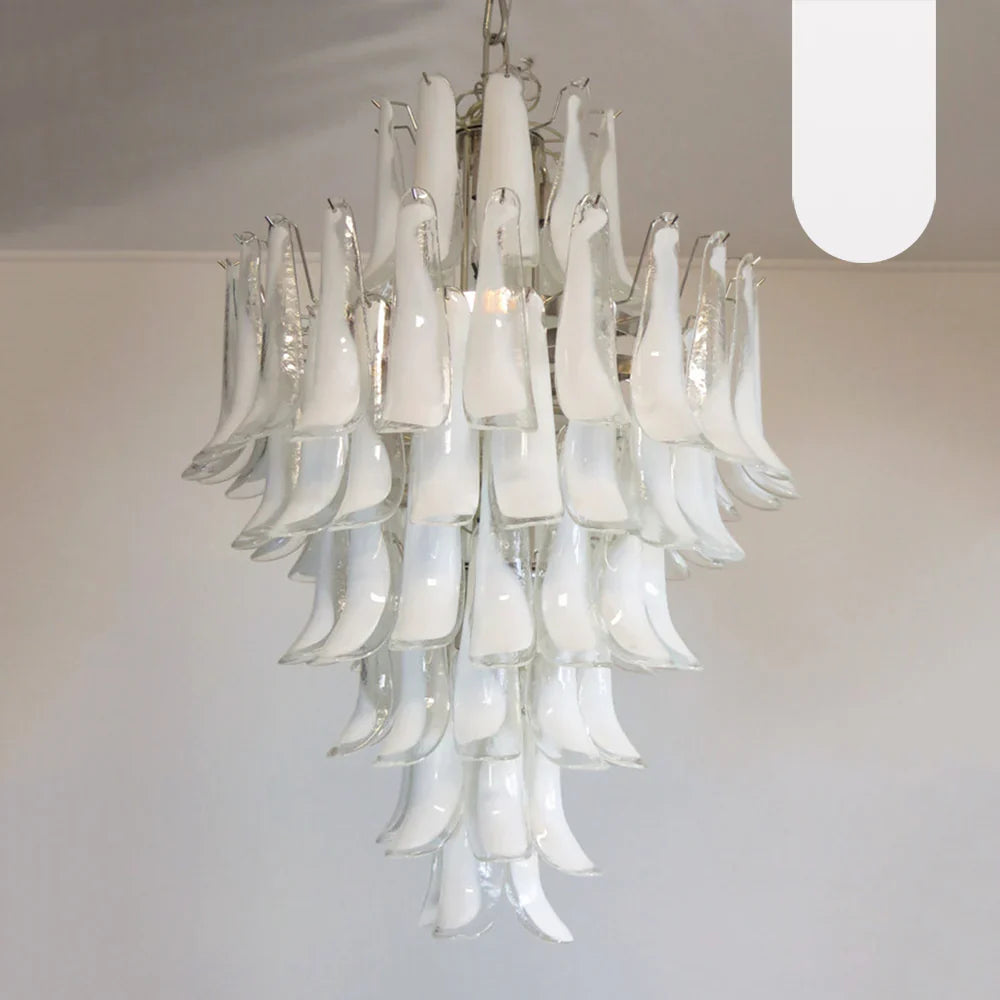 Stunning Murano White Glass Petals Chandelier product image