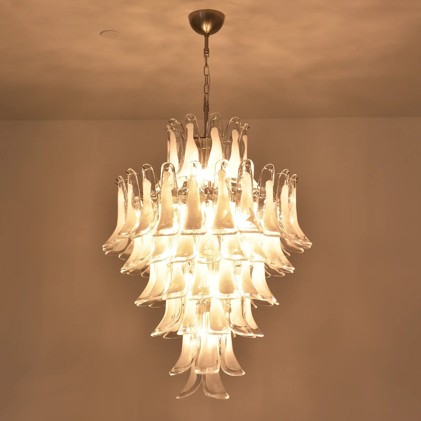 Stunning Murano White Glass Petals Chandelier additional product view