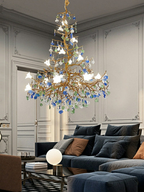 Mila Flower Crystal Branch Chandelier detail view
