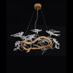 Swallow Glass Tree Branch Round Chandelier by Bling Lighting Studio