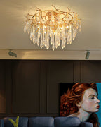 Teardrop Branch Brass Round Flushmount by Bling Lighting Studio
