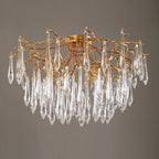 Teardrop Branch Brass Round Flushmount by Bling Lighting Studio