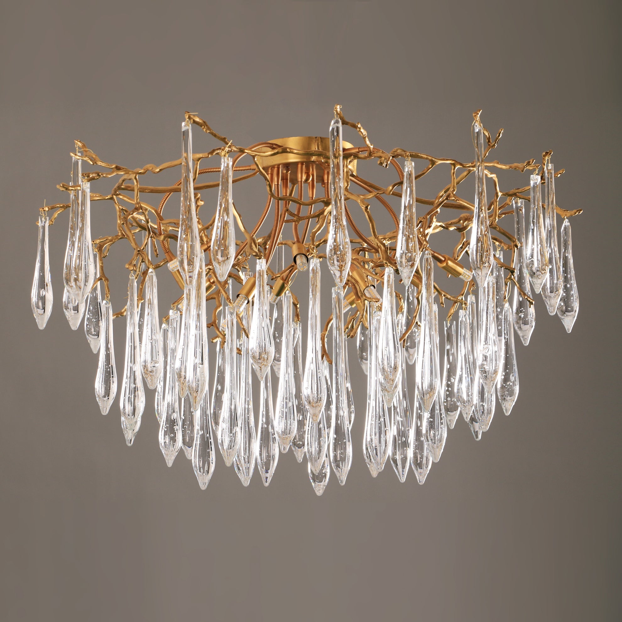Teardrop Branch Brass Round Flushmount by Bling Lighting Studio